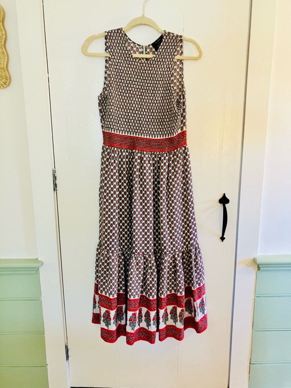 Ulla Johnson Silk Block Print Midi Dress